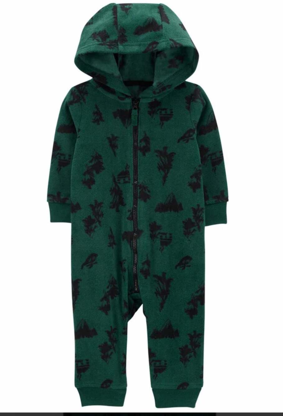 Carter's Baby Boys Hooded Fleece  Dinosaur Jumpsuit Forest Green Size 3M